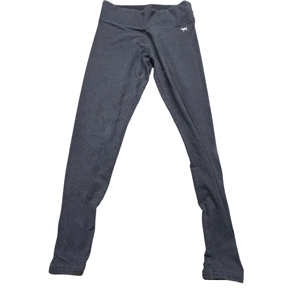 Pink Victoria's Secret Yoga Leggings Charcoal Gray Lace Up Ankle Logo Womens M‎